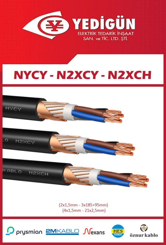 NYCY · N2XCY · N2XCH — Ekranli Güç ve Kontrol Kablolari