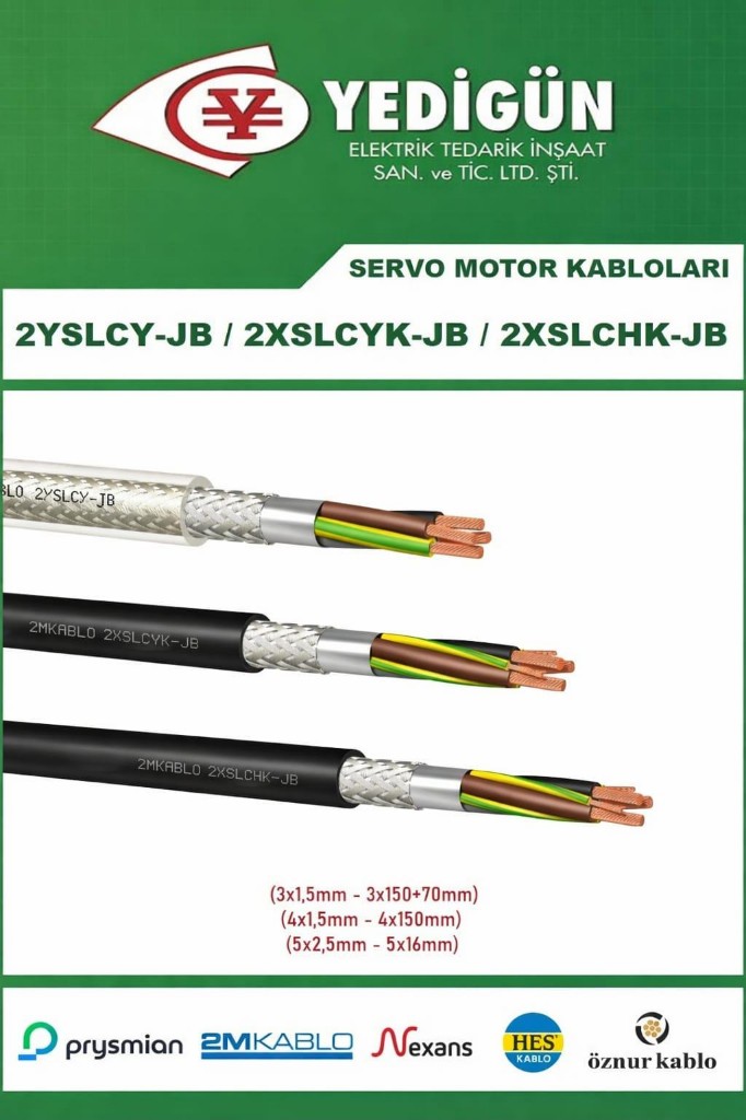 2YSLCY-JB · 2XSLCYK-JB · 2XSLCHK-JB — Servo Motor Kablolari